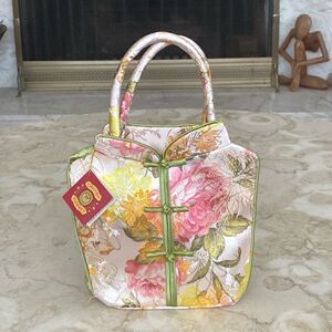 NWT Chinese Silk Bag Floral Print Multi-Use